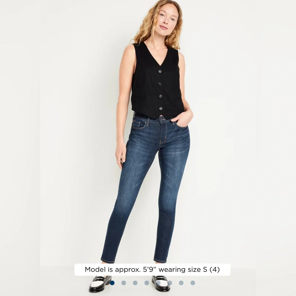 🆕 Old Navy Women’s Mid-Rise Rockstar Super-Skinny Jeans 14 Large Dark Wash - Picture 7 of 16